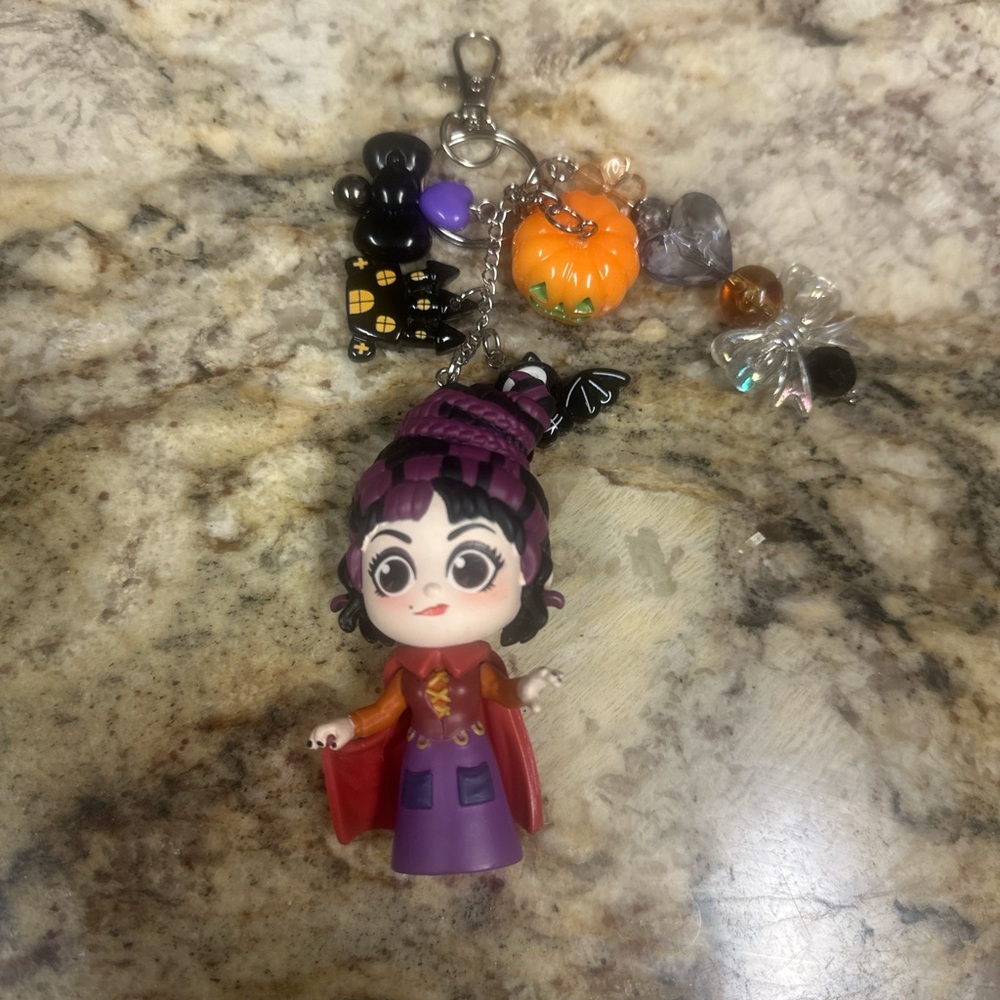 Purple and Red Keychain with Character Charm